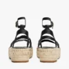 Leren espadrille met gedraaide bandjes