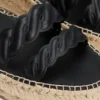Leren espadrille met gedraaide bandjes