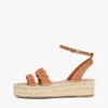 Leren espadrille met gedraaide bandjes