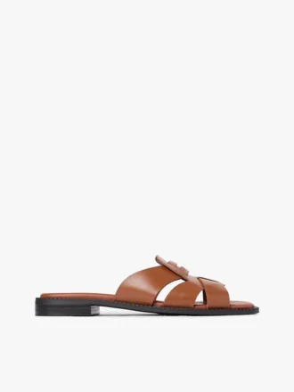 Leren penny loafer-sandaal