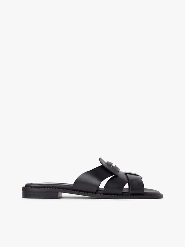 Leren penny loafer-sandaal Leren penny loafer-sandaal