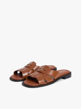 Leren penny loafer-sandaal