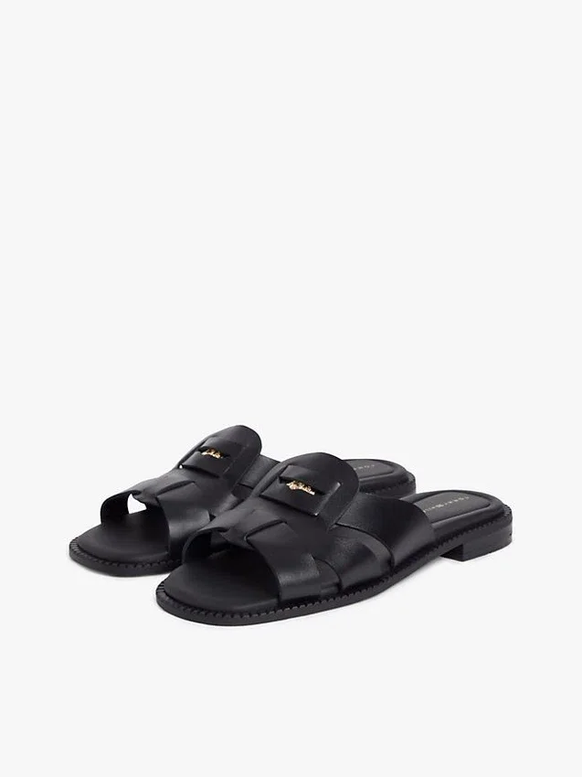 Leren penny loafer-sandaal Leren penny loafer-sandaal