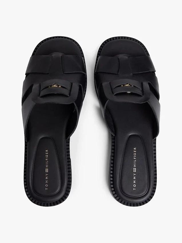 Leren penny loafer-sandaal Leren penny loafer-sandaal