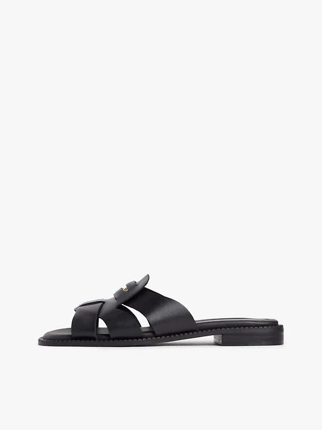 Leren penny loafer-sandaal Leren penny loafer-sandaal