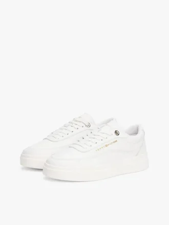 Leren platform-court-sneaker