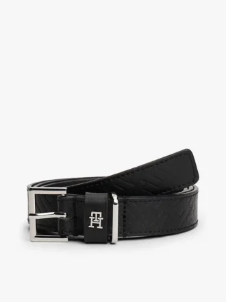 Leren riem met all-over monogram