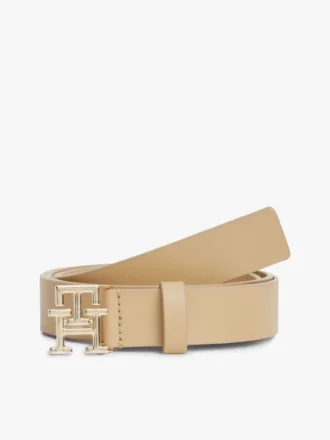Leren riem met monogramgesp