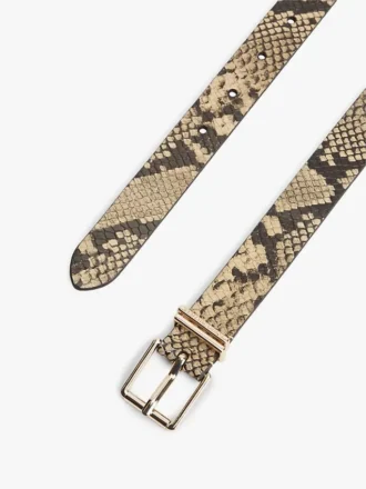 Leren riem met slangenreliëf
