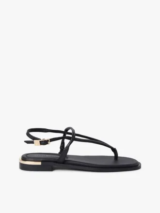 Leren sandaal met metallic accenten
