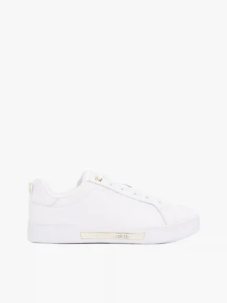 Leren sneaker met Hilfiger-logo