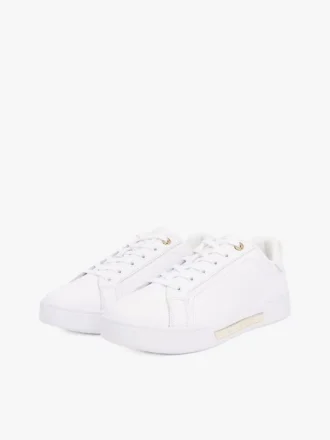 Leren sneaker met Hilfiger-logo