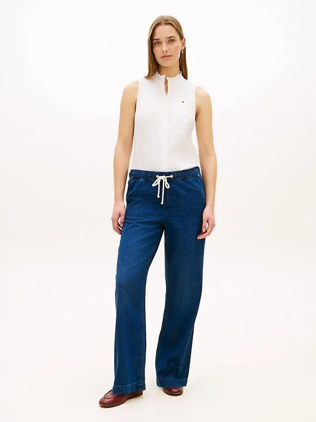 Lichtgewicht pull-on jeans met wijde pijpen Lichtgewicht pull-on jeans met wijde pijpen