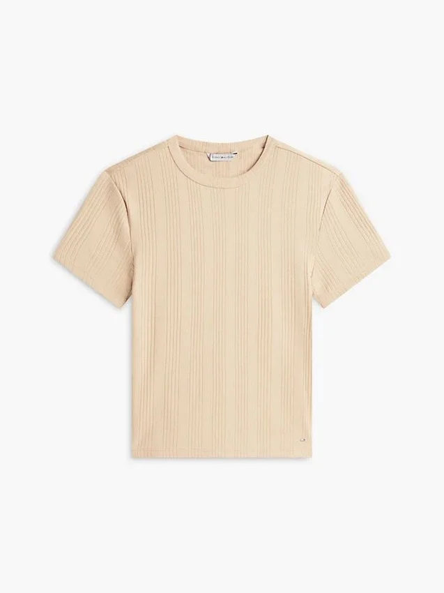 Lichtgewicht T-shirt van ribgebreid Lichtgewicht T-shirt van ribgebreid