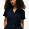 Linnen-katoen mix shirtjurk met riem Linnen-katoen mix shirtjurk met riem