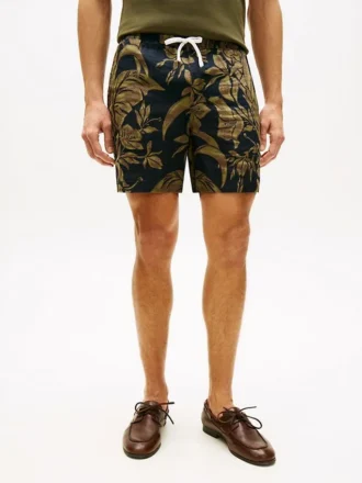 Linnen short met tropische print