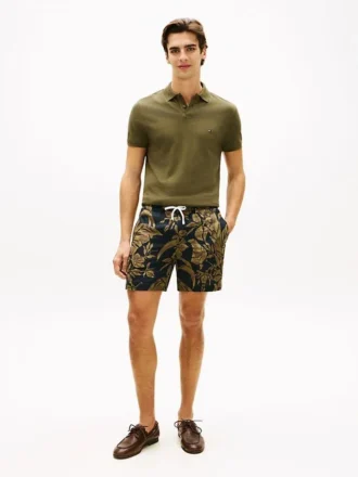 Linnen short met tropische print