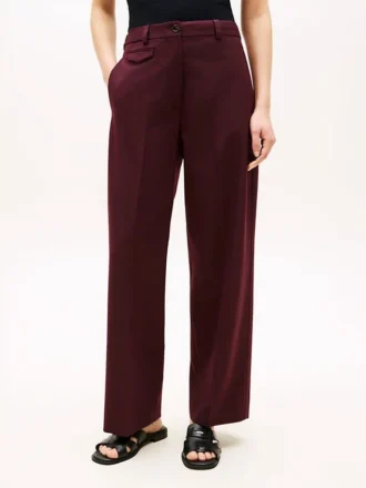 Losse rechte broek van wolmix