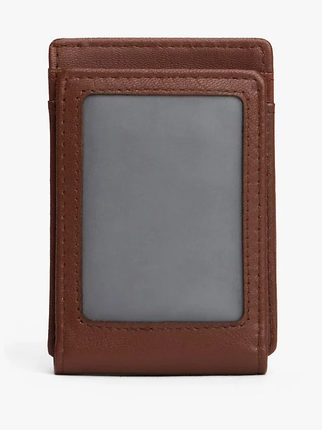 Magneetportemonnee van generfd leer Magneetportemonnee van generfd leer