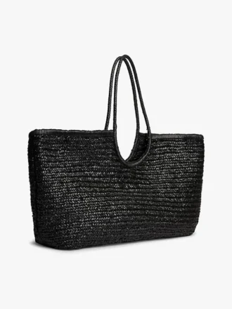 Maxi-draagtas van raffia met scriptmonogram