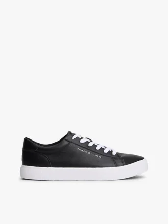 Metallic Logo Pebbled Court Sneaker