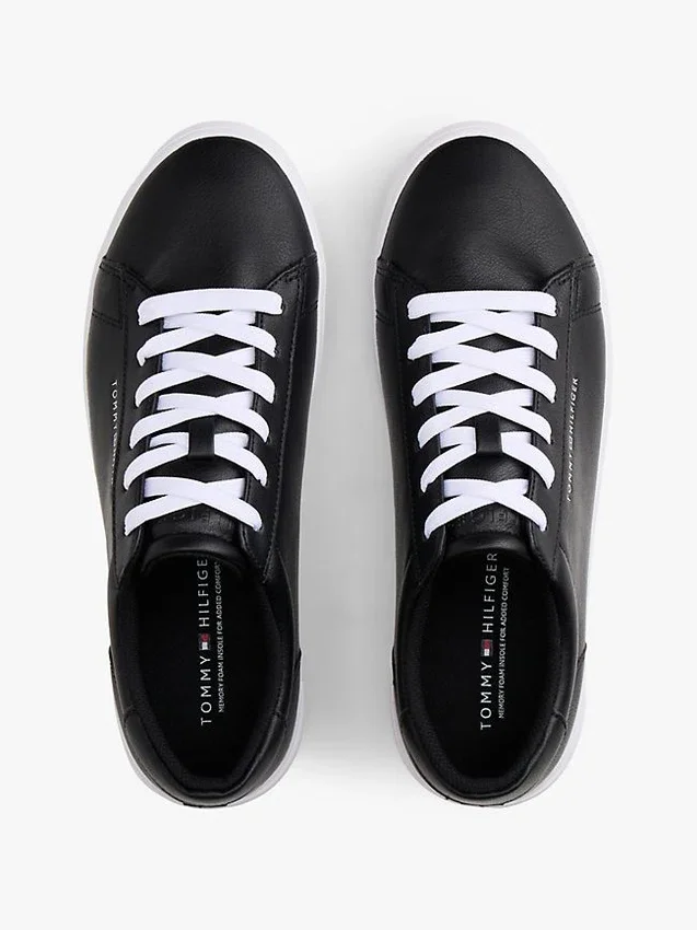 Metallic Logo Pebbled Court Sneaker Metallic Logo Pebbled Court Sneaker