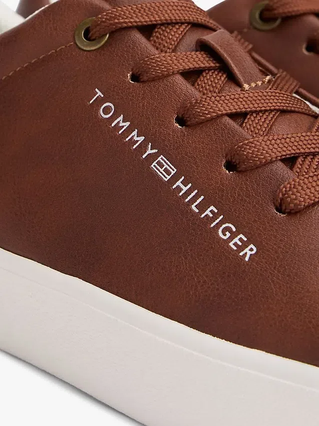 Metallic Logo Pebbled Court Sneaker Metallic Logo Pebbled Court Sneaker
