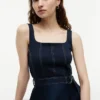 Midi-jurk met contrasterende stiksels en ceintuur met riemen Midi-jurk met contrasterende stiksels en ceintuur met riemen