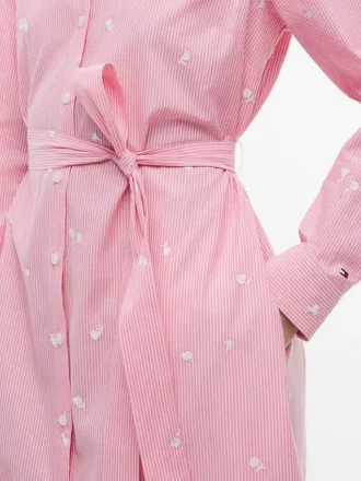 Midi-shirtjurk met bloemenprint en strepen Midi-shirtjurk met bloemenprint en strepen