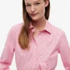 Midi-shirtjurk met bloemenprint en strepen Midi-shirtjurk met bloemenprint en strepen