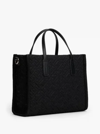 Mini-draagtas van nylon met monogram en stiksels