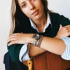 Armband met gestreepte metalen kralen