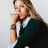 Armband met gestreepte metalen kralen