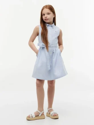 Mouwloze shirtjurk met ceintuur voor kinderen