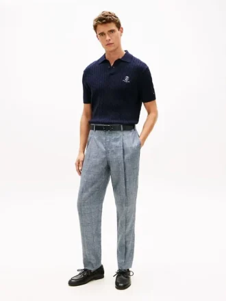 New York Label Glen Plaid linnen broek New York Label Glen Plaid linnen broek