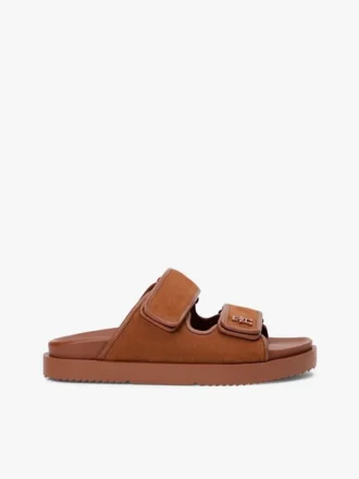 Nubuckleer sandalen met dubbele band Nubuckleer sandalen met dubbele band