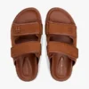 Nubuckleer sandalen met dubbele band Nubuckleer sandalen met dubbele band