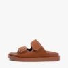 Nubuckleer sandalen met dubbele band Nubuckleer sandalen met dubbele band