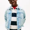 Oversized denimjas met golvend vlaggenmotief voor kinderen Oversized denimjas met golvend vlaggenmotief voor kinderen