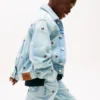 Oversized denimjas met golvend vlaggenmotief voor kinderen Oversized denimjas met golvend vlaggenmotief voor kinderen