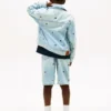 Oversized denimjas met golvend vlaggenmotief voor kinderen Oversized denimjas met golvend vlaggenmotief voor kinderen