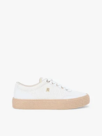 Plateausneaker van canvas met gemengde textuur