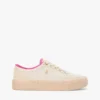 Plateausneaker van canvas met gemengde textuur Plateausneaker van canvas met gemengde textuur