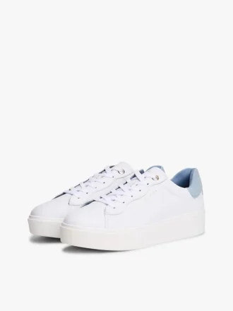 Platformsneaker van gemengd leer