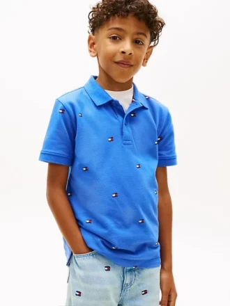 Polo met all-over vlaggenprint voor kinderen Polo met all-over vlaggenprint voor kinderen