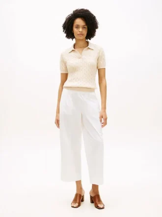 Pull-on broek met wijde pijpen en enkellengte