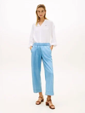 Pull-on broek met wijde pijpen en enkellengte