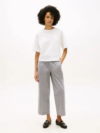 Pull-on broek met wijde pijpen en enkellengte