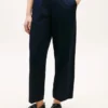 Pull-on broek met wijde pijpen en enkellengte Pull-on broek met wijde pijpen en enkellengte