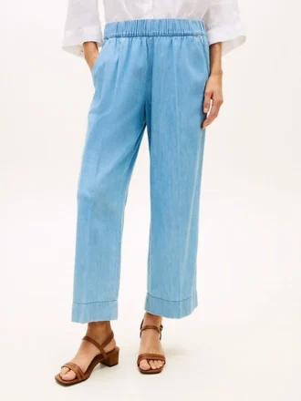 Pull-on broek met wijde pijpen en enkellengte